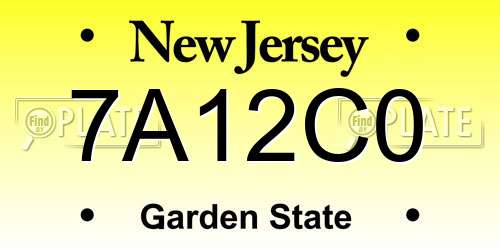 7A12C0 New Jersey License Plate