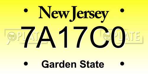 7A17C0 New Jersey License Plate