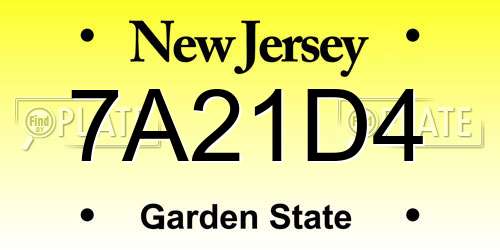 7A21D4 New Jersey License Plate