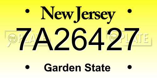 7A26427 New Jersey License Plate