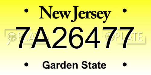 7A26477 New Jersey License Plate