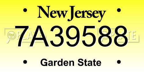 7A39588 New Jersey License Plate