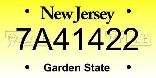 7A41422 New Jersey License Plate