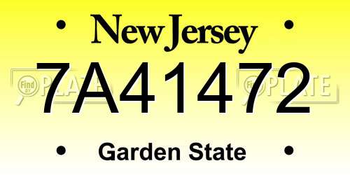 7A41472 New Jersey License Plate