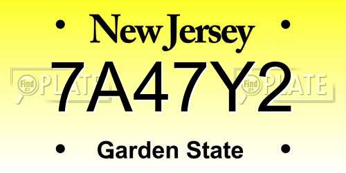 7A47Y2 New Jersey License Plate