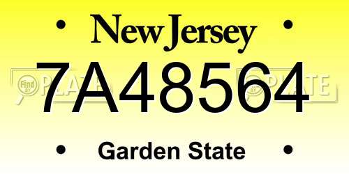 7A48564 New Jersey License Plate
