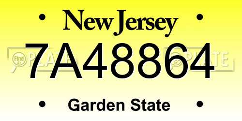 7A48864 New Jersey License Plate