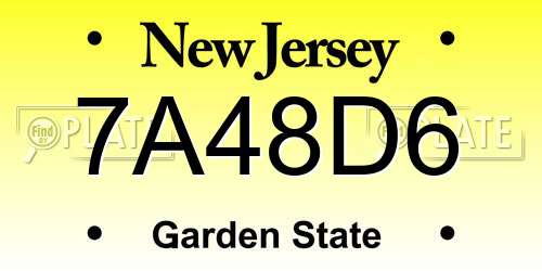 7A48D6 New Jersey License Plate