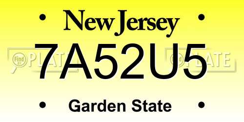 7A52U5 New Jersey License Plate