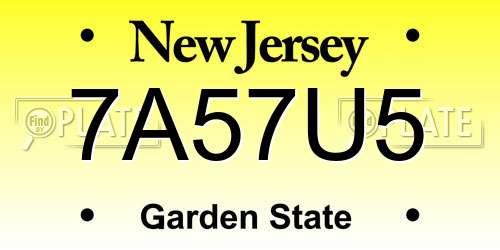 7A57U5 New Jersey License Plate