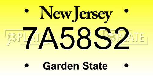 7A58S2 New Jersey License Plate