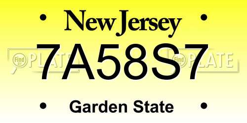 7A58S7 New Jersey License Plate