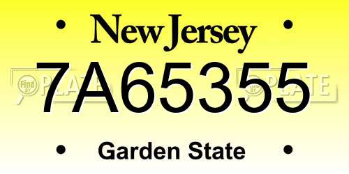 7A65355 New Jersey License Plate