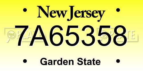 7A65358 New Jersey License Plate