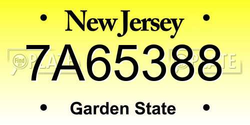 7A65388 New Jersey License Plate