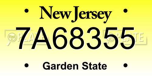 7A68355 New Jersey License Plate