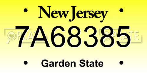 7A68385 New Jersey License Plate