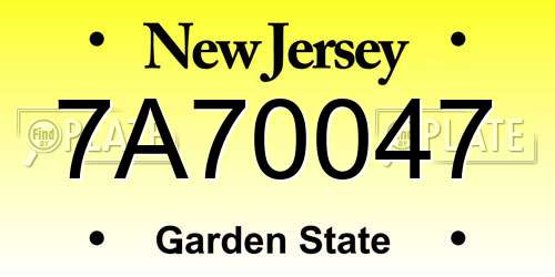7A70047 New Jersey License Plate