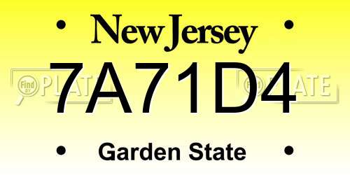 7A71D4 New Jersey License Plate