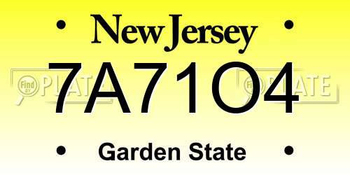 7A71O4 New Jersey License Plate