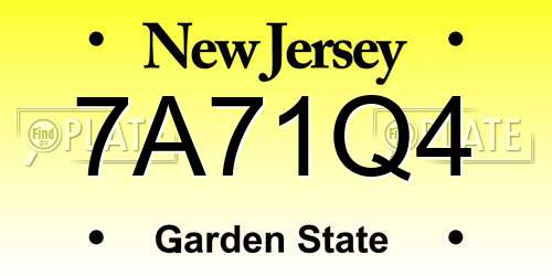 7A71Q4 New Jersey License Plate
