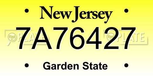 7A76427 New Jersey License Plate