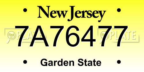 7A76477 New Jersey License Plate