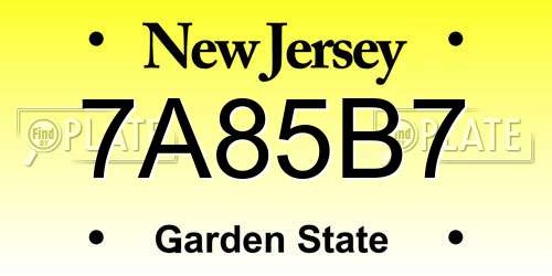 7A85B7 New Jersey License Plate