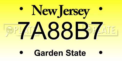 7A88B7 New Jersey License Plate