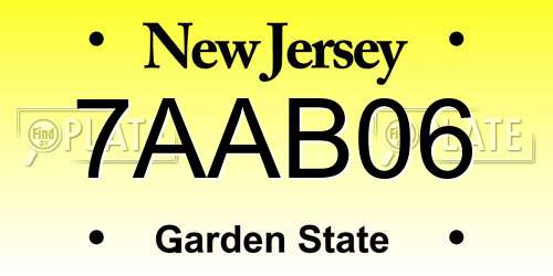 7AAB06 New Jersey License Plate