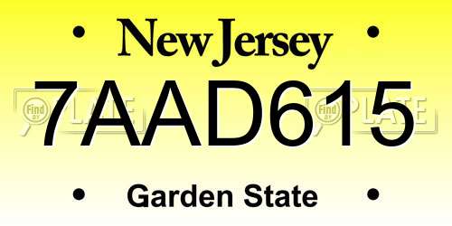 7AAD615 New Jersey License Plate