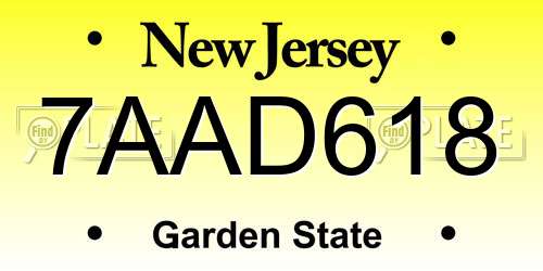 7AAD618 New Jersey License Plate