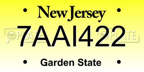 7AAI422 New Jersey License Plate
