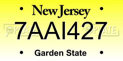 7AAI427 New Jersey License Plate