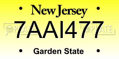 7AAI477 New Jersey License Plate