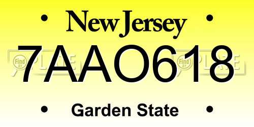 7AAO618 New Jersey License Plate