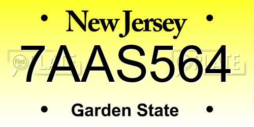 7AAS564 New Jersey License Plate