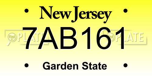 7AB161 New Jersey License Plate