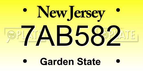 7AB582 New Jersey License Plate