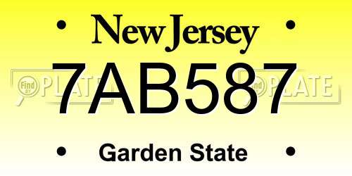7AB587 New Jersey License Plate