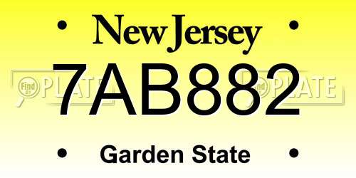 7AB882 New Jersey License Plate