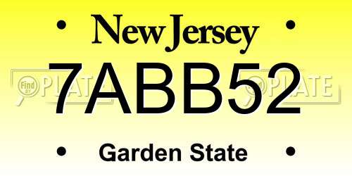 7ABB52 New Jersey License Plate