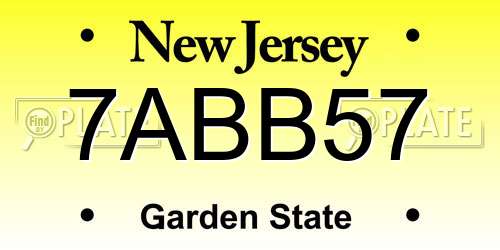 7ABB57 New Jersey License Plate