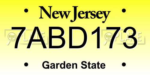 7ABD173 New Jersey License Plate