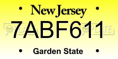 7ABF611 New Jersey License Plate
