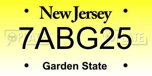 7ABG25 New Jersey License Plate