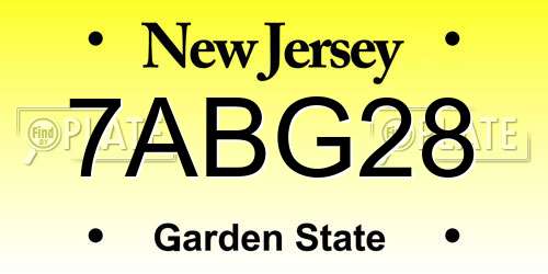 7ABG28 New Jersey License Plate