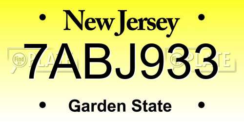 7ABJ933 New Jersey License Plate