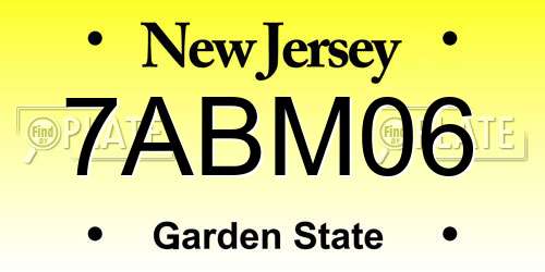 7ABM06 New Jersey License Plate