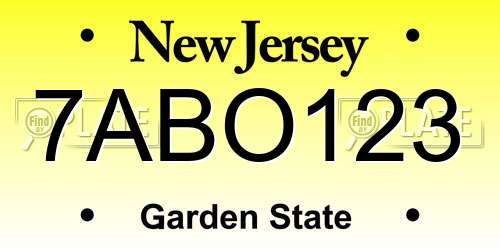 7ABO123 New Jersey License Plate